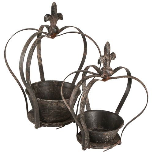 Koristekruunu antiikki tummanruskea ruoste H22/27cm 2 kpl setti