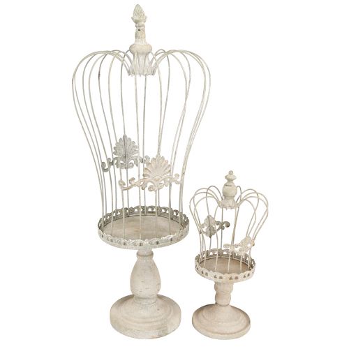 kohteita Koristekruunu jalassa vintage metallikoriste harmaa 34/66cm 2 kpl setti