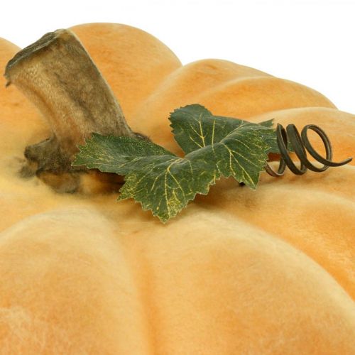 Floristik24 Koristeellinen kurpitsa flokoitu vaalean oranssi syyskoristelu Ø30cm