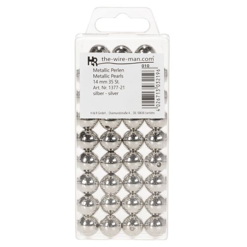 Koristehelmet, hopeanväriset metalliset, 14 mm, 35 kpl | Floristik24.fi