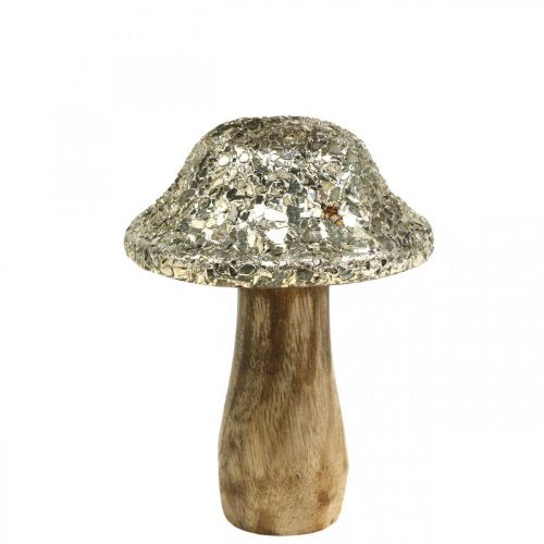 kohteita Deco-sienipuinen puinen sieni kultaisella mosaiikkikuviolla H12cm