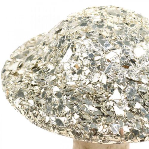 Floristik24 Deco sienipuinen puinen sieni kultaisella mosaiikkikuviolla H17cm
