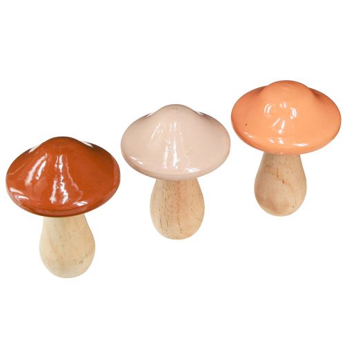 kohteita Koristeelliset puiset sienet ruskea beige oranssi Ø7,5cm K10cm 3 kpl