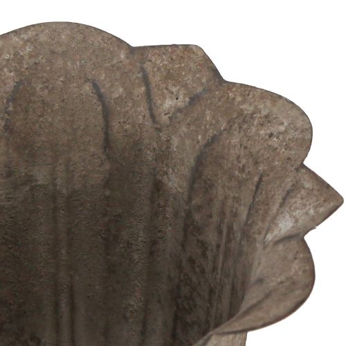 kohteita Vintage-koristeellinen pikariruukku, antiikkityylinen, harmaanruskea, Ø15 cm, korkeus16 cm, maalaisromanttiseen pöytäkoristeeseen ja tyylikkäisiin kodin yksityiskohtiin