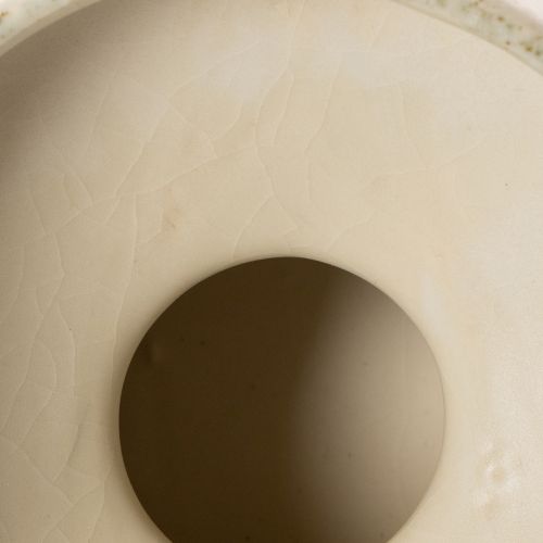 Koristeellinen keraaminen kulho, kermanharmaa-vihreä, Ø20cm, K16cm | Floristik24.fi