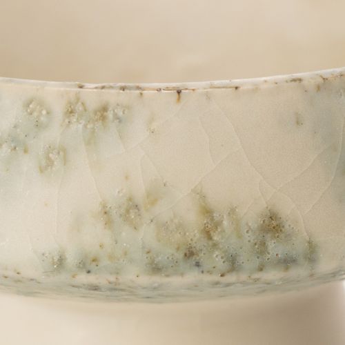 Koristeellinen keraaminen kulho, kermanharmaa-vihreä, Ø20cm, K16cm | Floristik24.fi