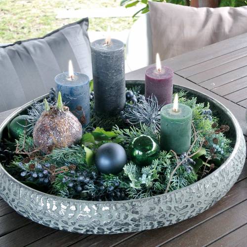 Floristik24 Koristeellinen kulho antiikkihopea sinkki Ø40 / 50cm 2 kpl