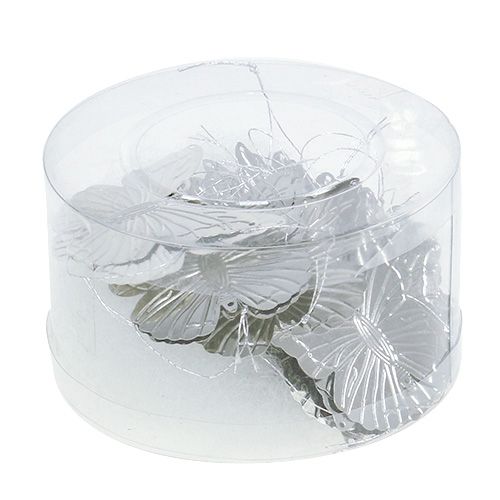 Floristik24 Koristeelliset perhoset ripustamaan hopeaa 5cm 36kpl
