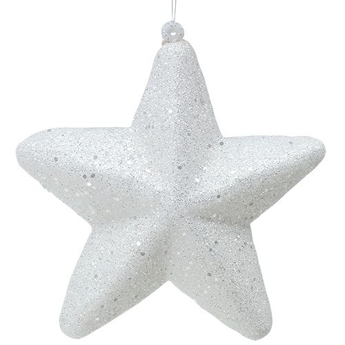 Koristeellinen tähti valkoinen ripustettavaksi 20 cm