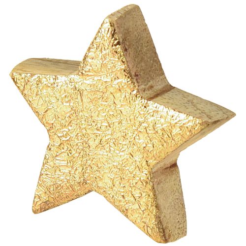 kohteita Koristeelliset puiset tähdet, kulta, luonnollinen mangopuu, Ø5cm, 12 kpl