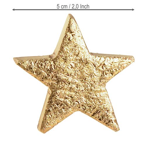 kohteita Koristeelliset puiset tähdet, kulta, luonnollinen mangopuu, Ø5cm, 12 kpl