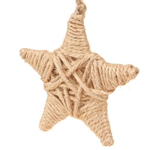 kohteita Koristeelliset tähdet ripustettavaksi raffiahampusta valmistettuun puukoristeeseen 7,5 cm 8 kpl