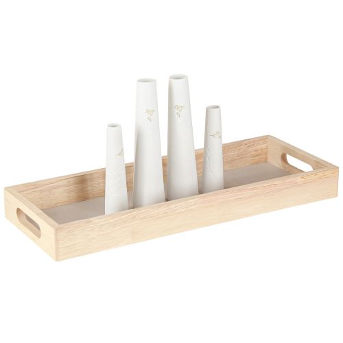 kohteita Koristeellinen tarjotin Puiset Minimaljakot keraamiset valkokultaiset 35x14cm