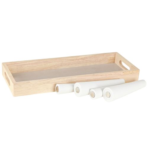 kohteita Koristeellinen tarjotin Puiset Minimaljakot keraamiset valkokultaiset 35x14cm