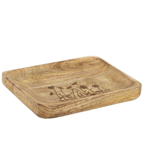 kohteita Koristeellinen puinen tarjotin kukkakuvioisella mangopuulla 20×15,5 cm