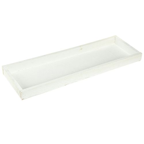 Floristik24 Koristeellinen tarjotin pitkänomainen puinen tarjotin valkoinen nuhjuinen 42×14×3cm 3kpl