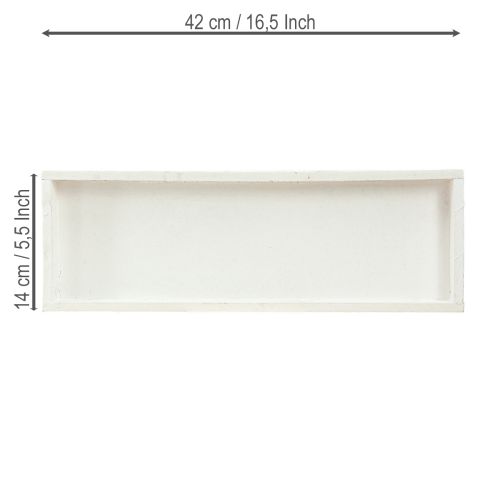 kohteita Koristeellinen tarjotin pitkänomainen puinen tarjotin valkoinen nuhjuinen 42×14×3cm 3kpl