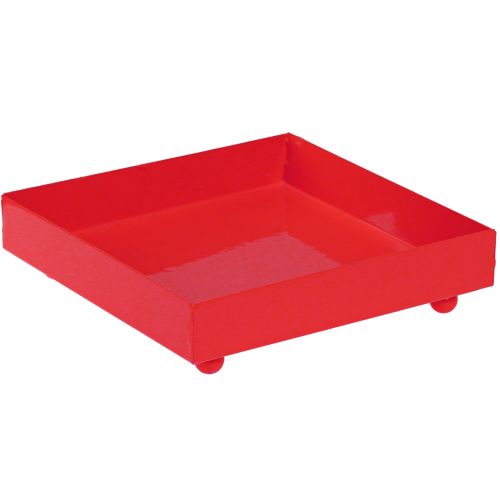 Koristeellinen tarjotin neliönmuotoinen punainen metallitarjotin 15×15cm 2 kpl