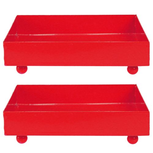 kohteita Koristeellinen tarjotin neliönmuotoinen punainen metallitarjotin 15×15cm 2 kpl