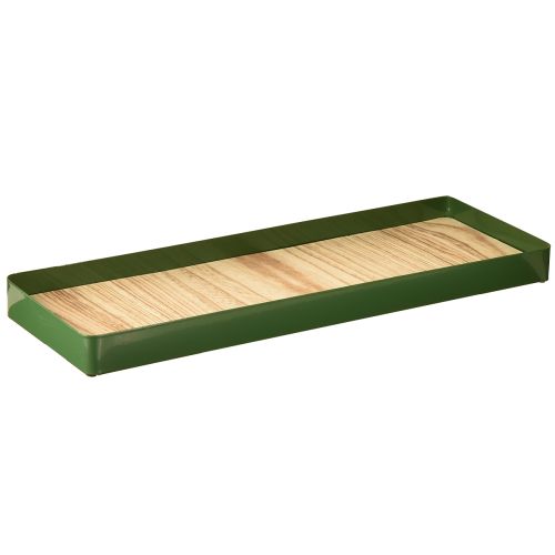Koristeellinen tarjotin suorakaiteen muotoinen vihreä metallinen puujalusta 41 × 14 cm