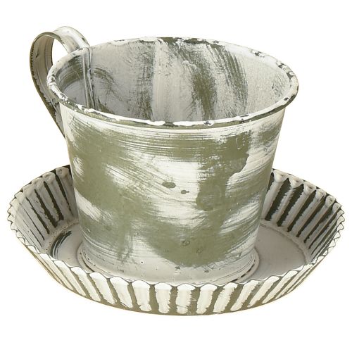 Koristeellinen kuppi metallia, valkoinen, antiikki, Ø9cm, korkeus 8cm, 2 kpl
