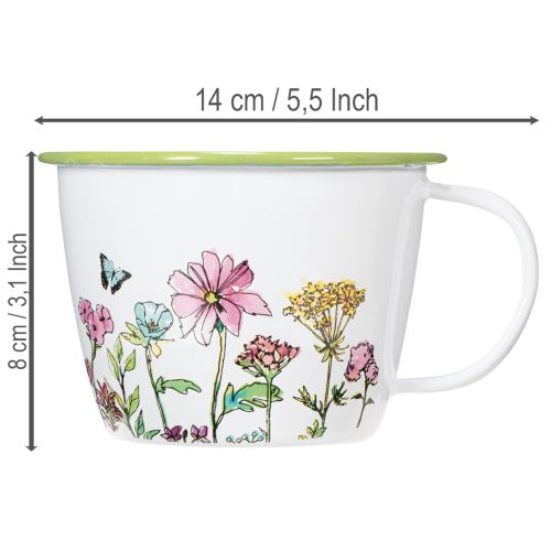 Koristeellinen kuppi, emaloitu ruukku, Ø11cm K8cm | Floristik24.fi