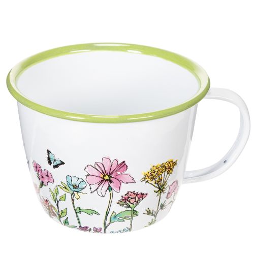 Koristeellinen kuppi, emaloitu ruukku, Ø11cm K8cm | Floristik24.fi