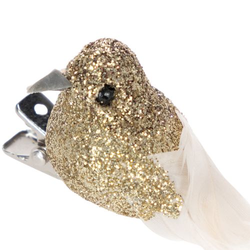 kohteita Koristeellinen kyyhkypari, koristelinnut klipsillä, kultaiset, 5 cm, 4 kpl