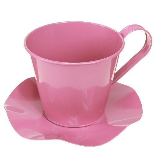 kohteita Koristeellinen teekuppi metallikuppi lautasella pinkki Ø12 H10cm 8 kpl