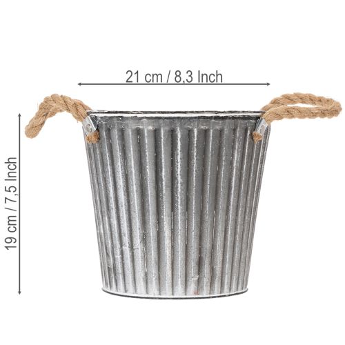 Koristeellinen ruukku istutukseen, metallinen ruukku kahvoilla, metallikoriste shabby chic Ø21.5cm | Floristik24.fi