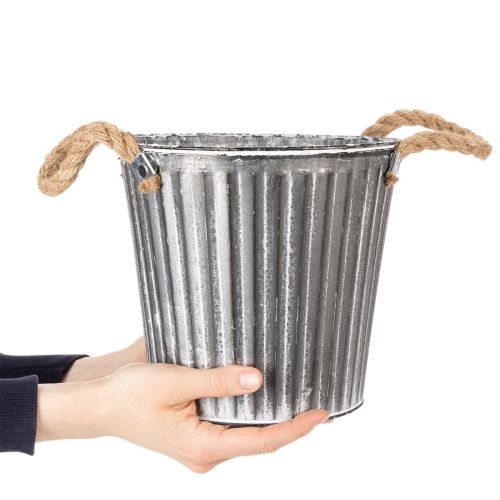 Koristeellinen ruukku istutukseen, metallinen ruukku kahvoilla, metallikoriste shabby chic Ø21.5cm | Floristik24.fi
