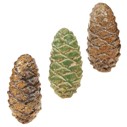 Koristeelliset kartiot keraamiset sekalaiset vihreät keltaiset ruskeat 8,5 cm 6 kpl
