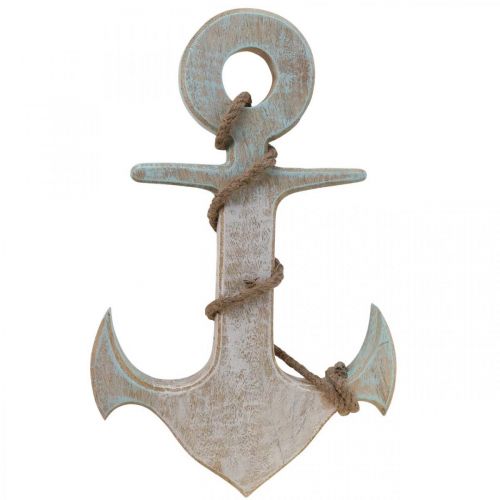kohteita Anchor Deco Wood Maritime Deco White Blue 42cmx25cmx3.5cm