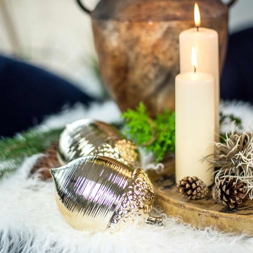 Floristik24 Deco Tammenterho Keraaminen Kultainen Pöytä Koriste Joulu 13,5cm 2kpl