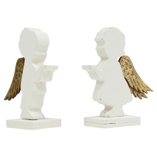 Floristik24 Koristeellinen enkeli valkoinen kultaisilla siivillä 8.5cm 8kpl