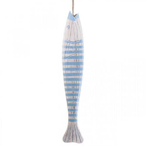 Deco kalapuu Puinen kala ripustettavaksi vaaleansiniseksi H57,5cm