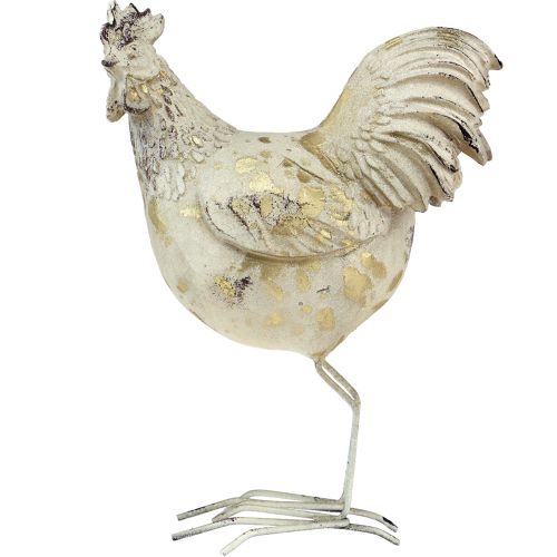 Floristik24 Koristekanat valkokulta kukko kana vintage L13cm 2 kpl