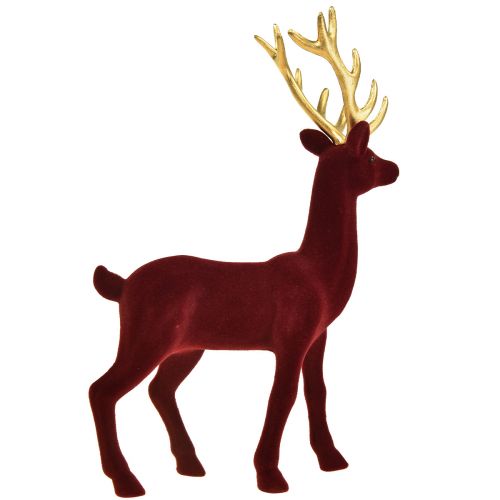 Floristik24 Deco Deer Poro Bordeaux Gold Figurine Flocked H37cm