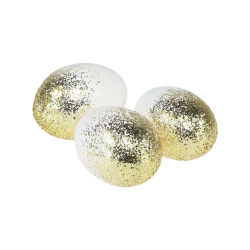 Koristeelliset pääsiäismunat aitoa kananmunanvalkuaista kultakimalluksella H5,5–6cm 10 kpl
