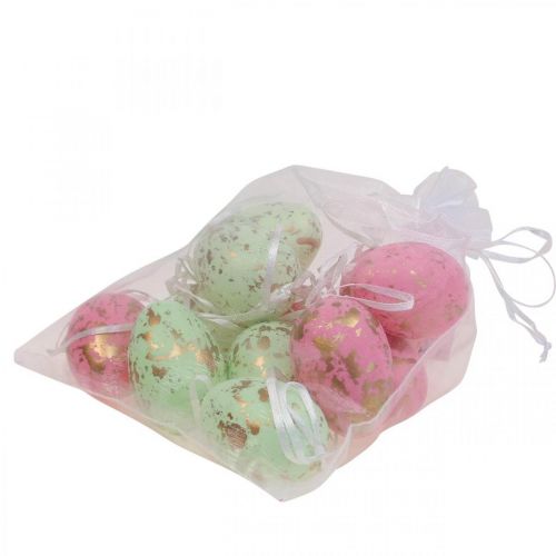 Floristik24 Deco pääsiäismunat ripustamiseen vaaleanpunainen/vihreä/kulta pääsiäiskoristeet 12 kpl