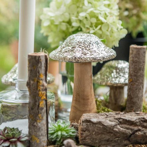 Floristik24 Deco sienipuinen puinen sieni kultaisella mosaiikkikuviolla H17cm
