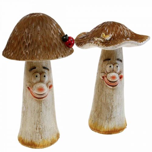 Floristik24 Deco-sienet Syyskoristeen hauskoja sieniä Ø15/12cm K22/25cm 2kpl