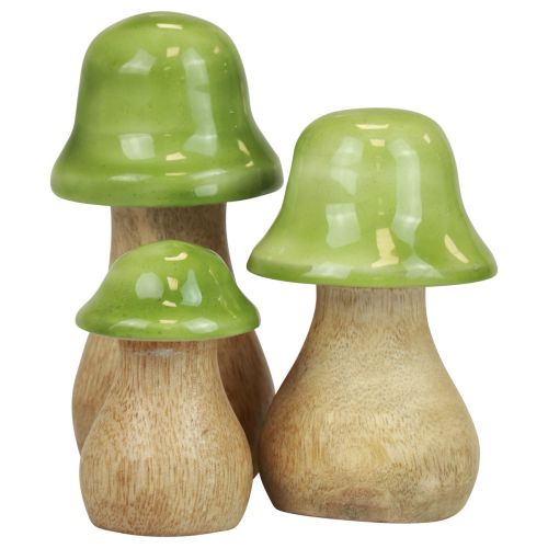 kohteita Koristesienet puiset puiset sienet vaaleanvihreät kiiltävät H6/8/10cm 3 kpl setti