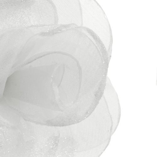 kohteita Koristeellinen ruusu höyhenillä kiinnittimellä valkoinen 2kpl