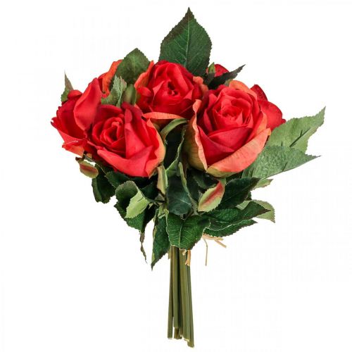 Floristik24 Deco ruusukimppu tekokukat ruusut punainen H30cm 8kpl