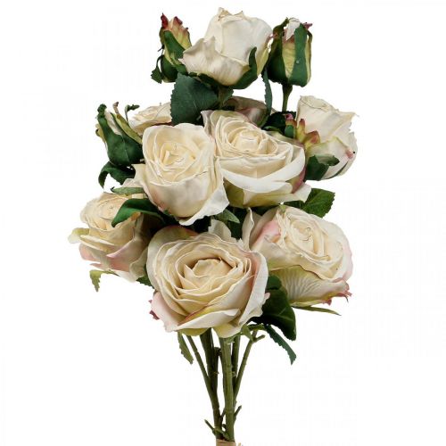 Floristik24 Deco Roses Cream Artificial Roses Silk Flowers 50cm 3kpl