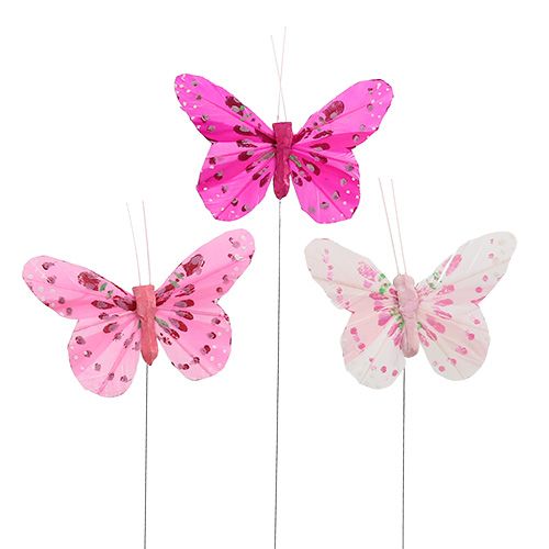 Deco perhonen pinkki-vaaleanpunainen lajike. 6cm 24kpl | Floristik24.fi
