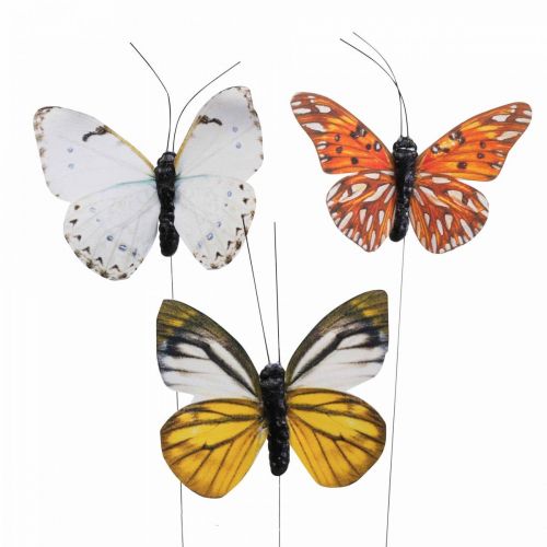 Floristik24 Deco-perhonen langalla värikäs jousikoristelu 8cm 12kpl