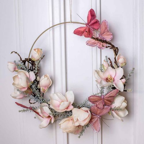 Deco-perhonen langalla höyhenperhonen pinkki 10×6cm 12kpl