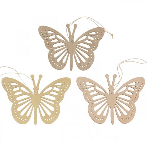 Floristik24 Deco perhoset deco henkari beige/pinkki/keltainen 12cm 12kpl